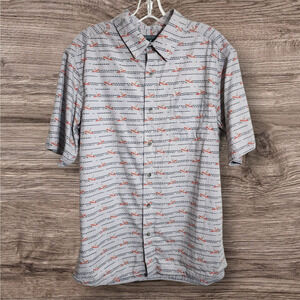 Woolrich kayak print organic cotton short sleeve button up shirt mens size large